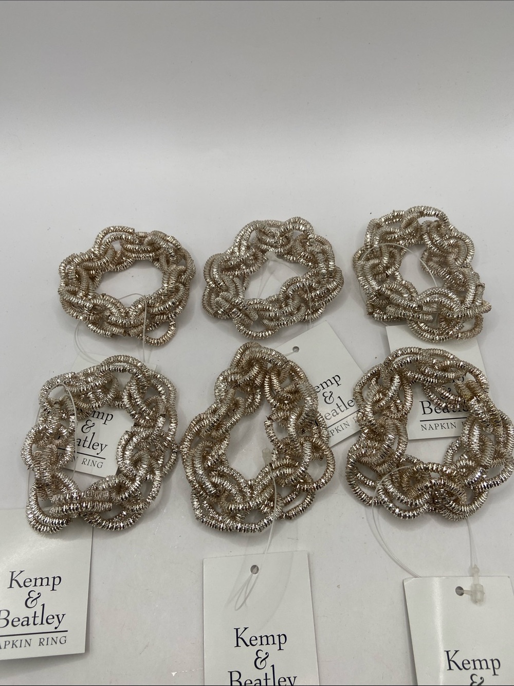 Kemp & Beatley Silver Double Link Napkin Rings Holders Set of 6 Contemporary New